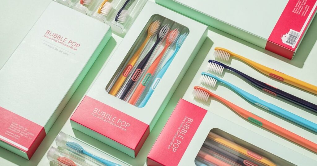 SANGSI toothbrush range in retail packaging